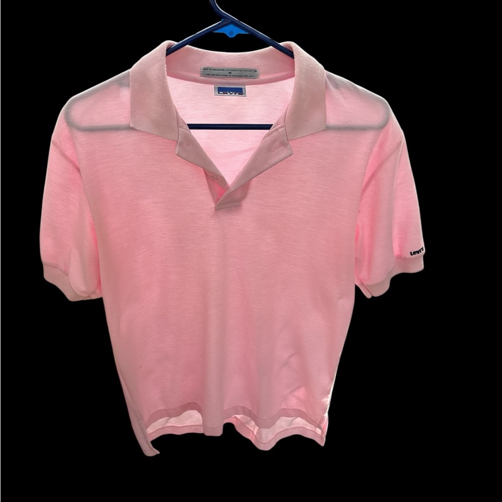 Levi's Men’s Soft Pink Polo Shirt 90’s Vintage Medium Y2K Casual comfy